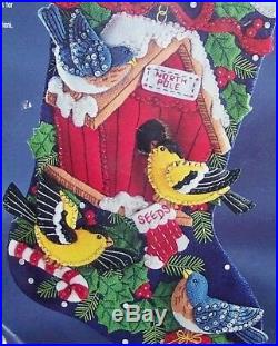 Bucilla WINTER BIRDS Felt Christmas Stocking Kit RARE Vintage 83955 Sterilized
