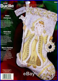 Bucilla White Christmas 18 Felt Stocking Kit #85318 Santa, Gold & Cream, 2006