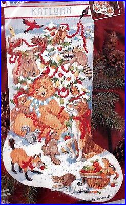 Bucilla Wild Life Christmas Bear Moose Counted Needlepoint Stocking Kit 60738