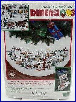 CHRISTMAS VILLAGE TREE SKIRT Counted Cross Stitch KIT Dimensions 8472 NEW