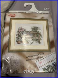 COUNTED CROSS STITCH KIT LANARTE Garden Bench Kit By Coraline OOP RARE
