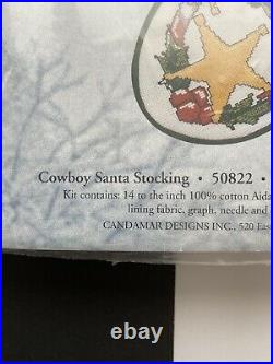 COWBOY SANTA Christmas Stocking Kit Sheriff Lasso, Candamar Cross Stitch 50822 E