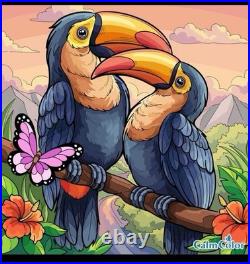Calm Color Toucan Birds Butterfly Animals & Insects Cross Stitch Kit Pattern