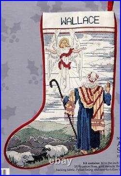 Candamar Angel and Shepherd Nativity Christmas Cross Stitch Stocking Kit 50506