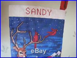 Candamar Christmas Needlepoint Stocking Holiday Craft Kit, ANIMALS AND BIRD, 30521