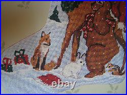 Candamar Christmas Needlepoint Stocking Holiday Craft Kit, ANIMALS AND BIRD, 30521