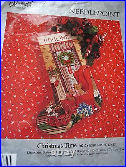 Candamar Holiday Needlepoint Stocking Craft Kit, CHRISTMAS TIME, Sloan, 30740,17
