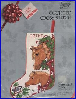 Candamar Something Special HORSES AND BOWS STOCKING counted cross stitch kit-New