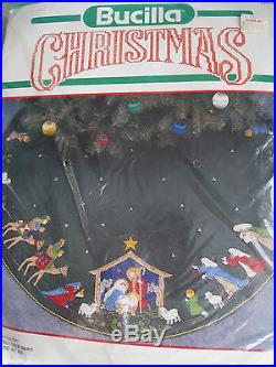 Christmas BUCILLA Felt Applique TREE SKIRT Craft Kit, NATIVITY, 82623, Manger, 43