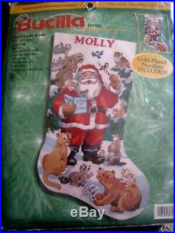 Christmas Bucilla Crewel Stitchery Stocking KIT, SANTA'S SING ALONG, 84301, Gillum