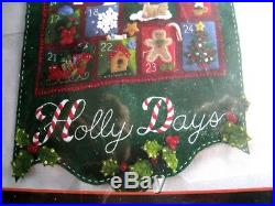 Christmas Bucilla Felt Applique Holiday ADVENT Calendar Kit, HOLLY DAYS, 85265, NIP