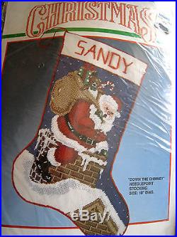Christmas Bucilla Holiday Needlepoint Stocking Kit, DOWN THE CHIMNEY, 60690,18