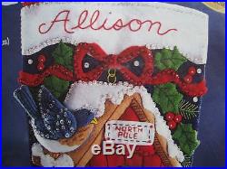 Christmas Bucilla Holiday STOCKING FELT Applique Kit, WINTER BIRDS, House, 83955,18
