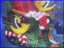 Christmas Bucilla Holiday STOCKING FELT Applique Kit, WINTER BIRDS, House, 83955,18