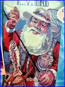 Christmas Bucilla Needlepoint Holiday Stocking Kit, FISHING SANTA, 60782