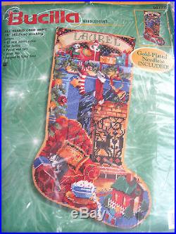 Christmas Bucilla Needlepoint Stocking Kit, ALL HEARTS COME HOME, Rossi, 18,60779