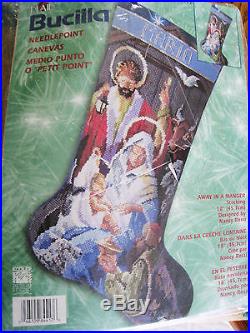 Christmas Bucilla Needlepoint Stocking Kit, AWAY IN A MANGER, Nativity, #84417,18