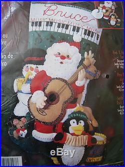 Christmas Bucilla STOCKING FELT Applique Holiday Kit, ROCK & ROLL SANTA, 84587,18