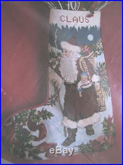 Christmas Candamar Holiday Needlepoint Stocking Craft Kit, ANTIQUE SANTA, 30673,17