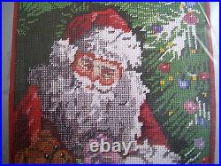 Christmas Candamar Holiday Needlepoint Stocking Kit, SANTA AND TEDDY BEAR, 30639
