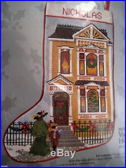 Christmas Candamar Needlepoint Stocking Holiday Kit, VICTORIAN HOUSE, 30638,17