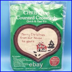 Christmas Counted Cross Stitch Kits Bundle of 4 from 1988 Vintage Hobby Kraft