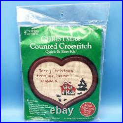 Christmas Counted Cross Stitch Kits Bundle of 4 from 1988 Vintage Hobby Kraft