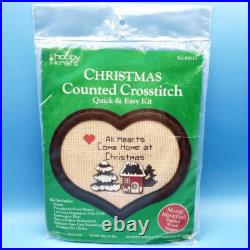 Christmas Counted Cross Stitch Kits Bundle of 4 from 1988 Vintage Hobby Kraft