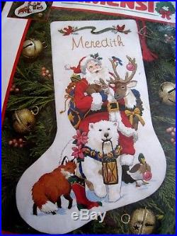 Christmas Crewel Stitchery Dimensions Stocking KIT, WILDLIFE SANTA, 8091, Himsworth