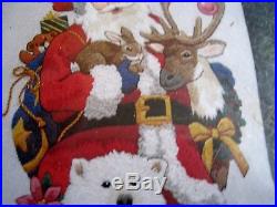 Christmas Crewel Stitchery Dimensions Stocking KIT, WILDLIFE SANTA, 8091, Himsworth