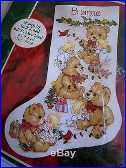 Christmas Dimensions Counted Cross Stocking CHART CHARMS Kit, TEDDIES ANGELS, 8536
