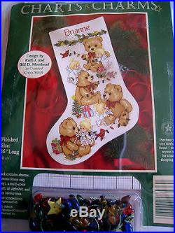 Christmas Dimensions Counted Cross Stocking CHART CHARMS Kit, TEDDIES ANGELS, 8536