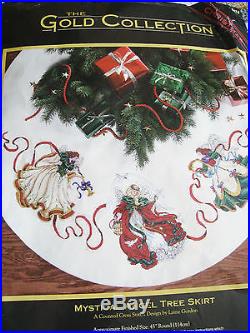 Christmas Dimensions GOLD COLLECTION Counted Tree Skirt KIT, MYSTICAL ANGEL, 8474
