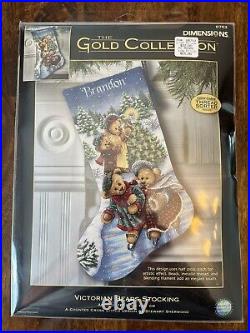 Christmas Dimensions GOLD Counted Cross Stocking Craft KIT, VICTORIAN BEARS, 8753