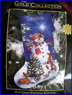 Christmas Dimensions GOLD Counted Cross Stocking KIT, GLISTENING SNOWMAN, 8640,16