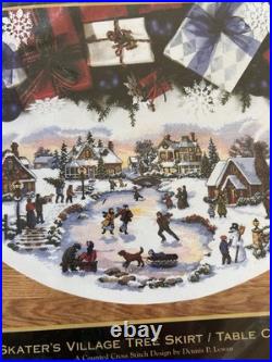 Christmas Dimensions GOLD Counted Tree Skirt KIT, SKATER'S VILLAGE, 45,8641, NEW