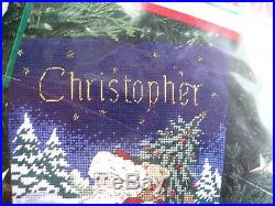 Christmas Dimensions Needlepoint Stocking Craft Kit, ANIMAL FRIENDS & SANTA, 9097