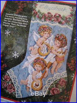Christmas Dimensions Needlepoint Stocking Kit, SWEET CHERUBS, Angels, Mock, 9089,16