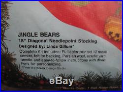 Christmas Holiday Bucilla Needlepoint Stocking Kit, JINGLE BEARS, Gillum, 60706,18