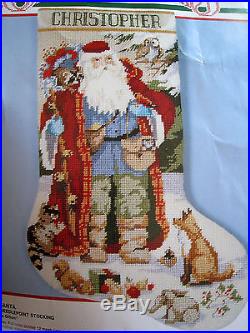 Christmas Holiday Bucilla Needlepoint Stocking Kit, WOODLAND SANTA, 60701, Gillum