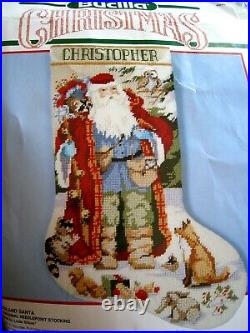 Christmas Holiday Bucilla Needlepoint Stocking Kit, WOODLAND SANTA, 60701, Gillum