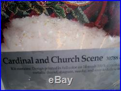 Christmas Holiday Candamar Needlepoint Stocking Kit, CARDINAL AND CHURCH, #30788