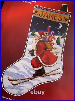 Christmas Janlynn Needlepoint Stocking Kit, SKIING SANTA, Rossi, 023-0411, 18