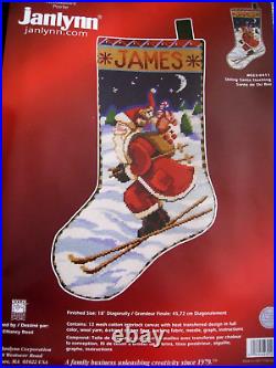 Christmas Janlynn Needlepoint Stocking Kit, SKIING SANTA, Rossi, 023-0411, 18