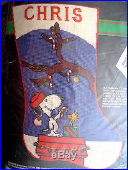 Christmas Malina Needlepoint Stocking Kit, TWAS THE NIGHT, Peanuts, Snoopy, 8500/004