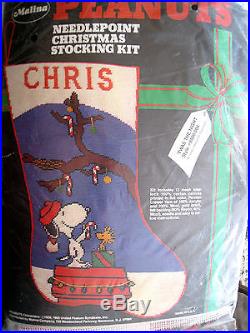 Christmas Malina Needlepoint Stocking Kit, TWAS THE NIGHT, Peanuts, Snoopy, 8500/004