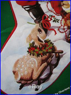 Christmas Needle Treasures Crewel Stitchery Stocking KIT, SANTA & FRIENDS, 800,23