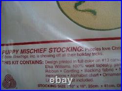 Christmas Needle Treasures Needlepoint Holiday Stocking Kit, PUPPY MISCHIEF, 06862