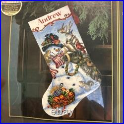 Christmas Stocking Counted Cross Stitch Kit Snowman Gathering Dimensions Gold