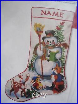 Christmas Sunset Crewel Stitchery Craft Stocking KIT, FRIENDS OF THE SNOWMAN, 2029